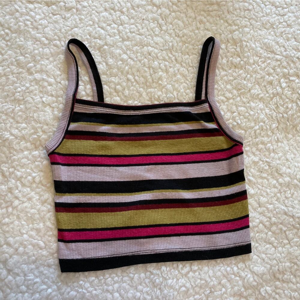 Urban Outfitters cropped striped ribbed tank top, size small